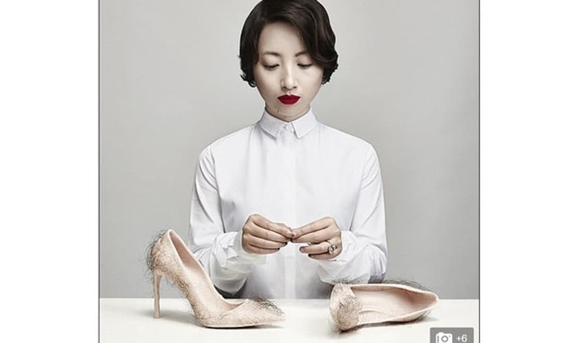 scarpin de pelo humano