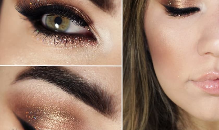 maquiagem rosa dourado