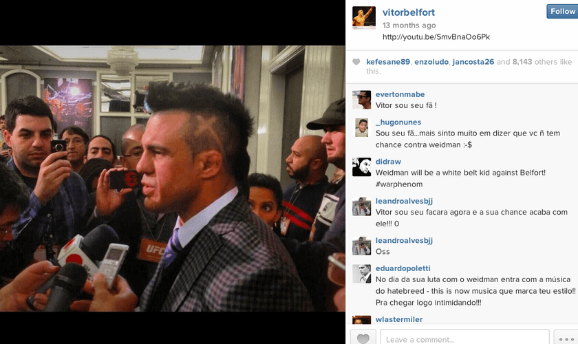 Vitor Belfort é faixa preta em Jiu Jitsu e um dos maiores nomes do MMA em todo o mundo.