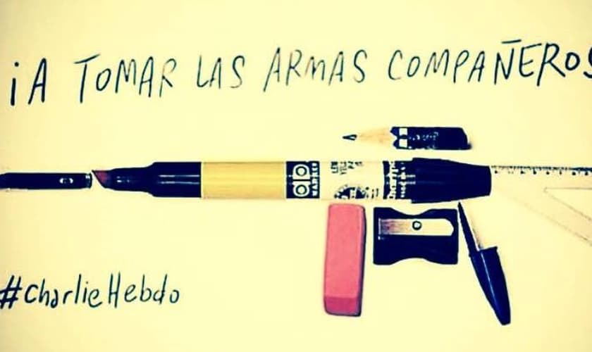 Homenagem do ilustrador, Chileno Francisco J. Olea aos caricaturistas da Charlie Hebdo, mortos no atentado de 07 de janeiro