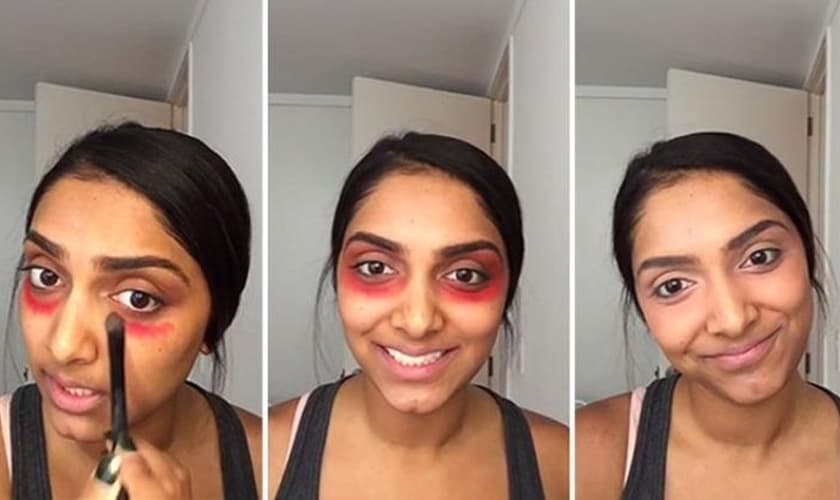 escondendo as olheiras com batom