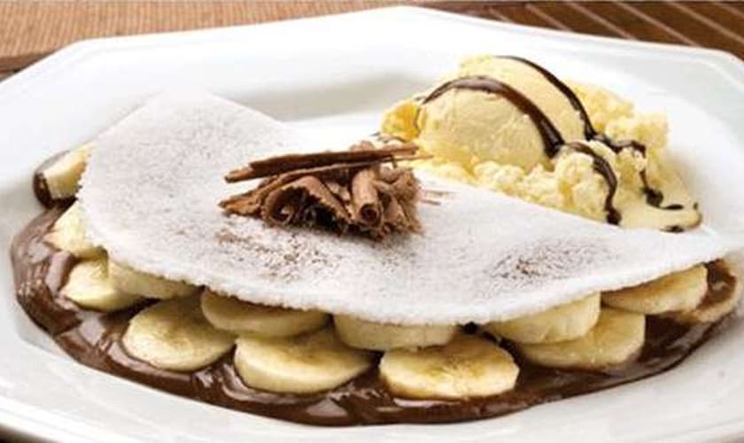 Tapioca de banana com chocolate