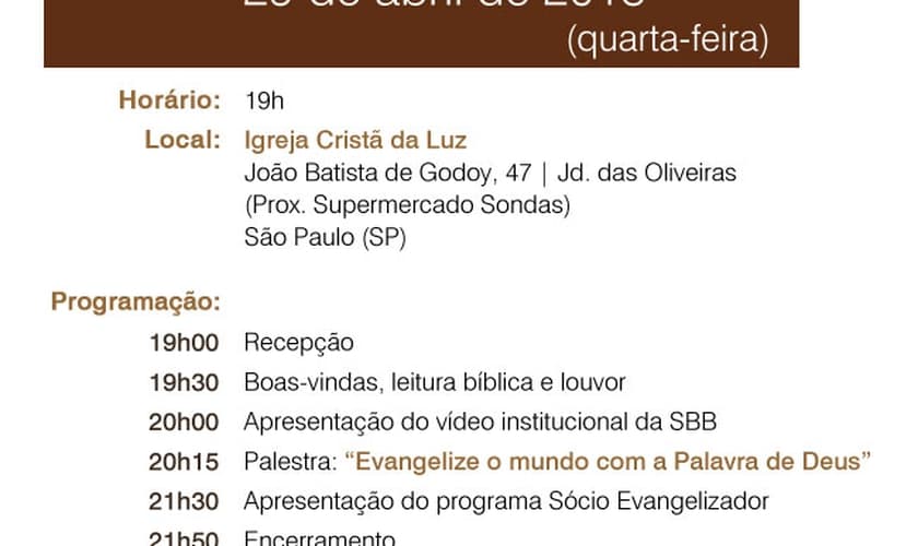 SBB_Treinamento para Evangelização