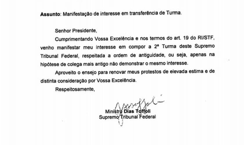 Pedido de Toffili ao STF
