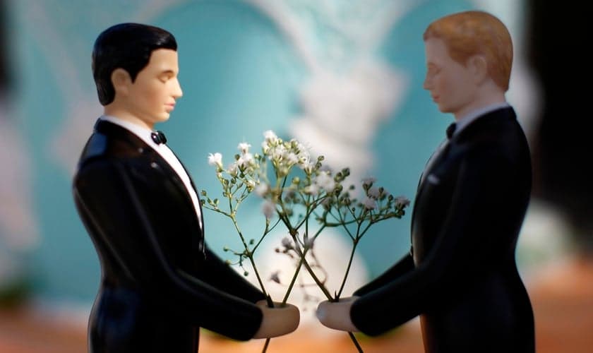 Imagem Ilustrativa: Topo de bolo de um casamento homossexual.