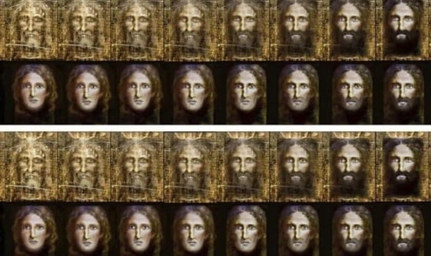 Imagem divulgada pela polícia da Itália mostra a "reconstrução" do rosto de Jesus Cristo quando criança, feita a partir do Santo Sudário