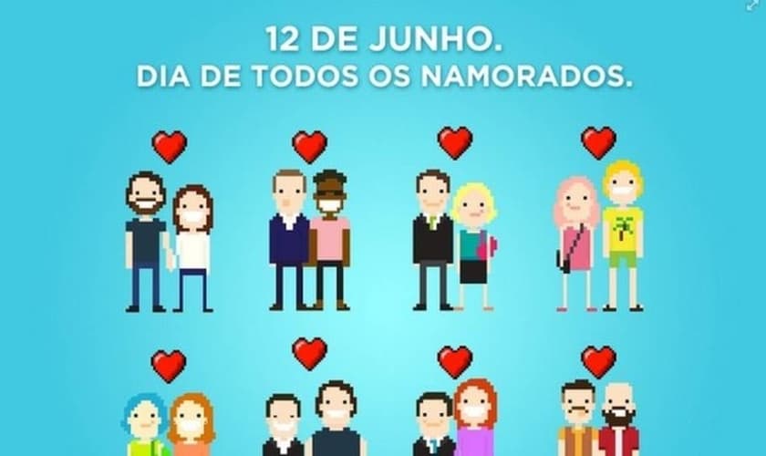 Postagem feita pela Prefeitura do Rio no Facebook, onde desejava um “feliz dia de todos os namorados” a casais hetero e homossexuais.