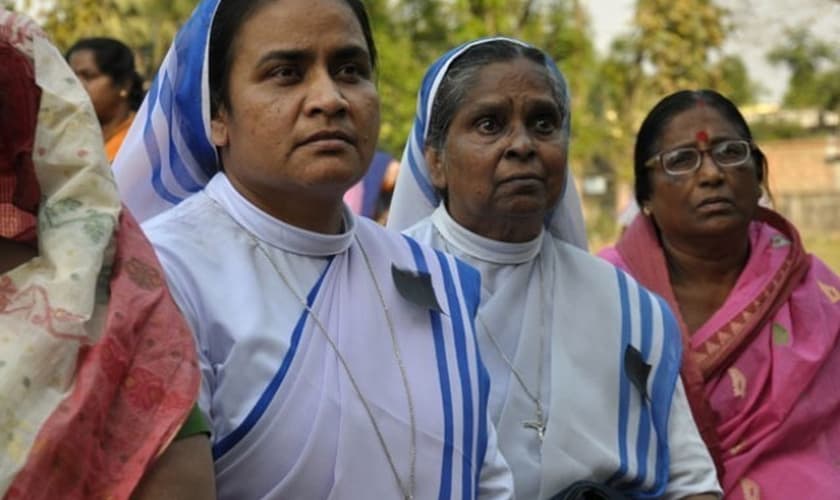 Freiras em um protesto na cidade indiana de Ranaghat, em 14 de março de 2015. (Tribune)