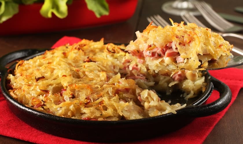 Rosti de forno com presunto