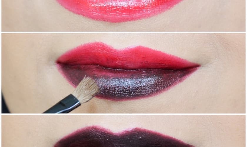 Maquiagem com batom escuro