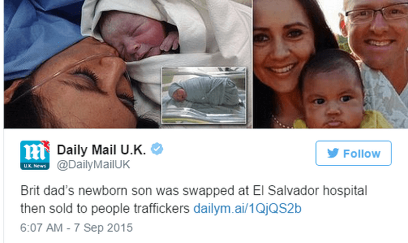 Richard Cushworth e Mercedes Casanellas, com seu bebê (Imagens: Daily Mail / UK)