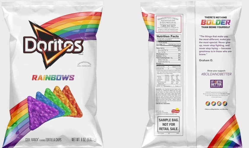 Doritos Rainbows, um pacote com chips que usam as cores do arco-íris. (Foto: ABC News)