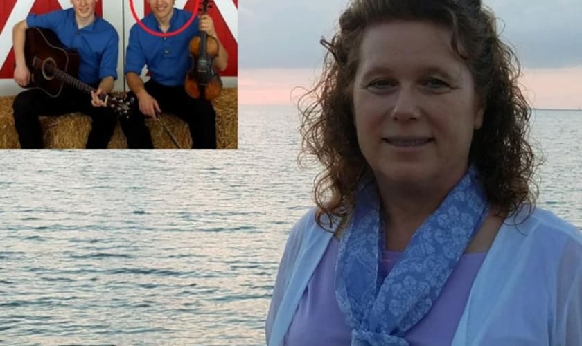 Jacob (destacado em vermelho) matou seu irmão James, à esquerda e mãe Kathryn, na foto. (Foto: GoFundMe)