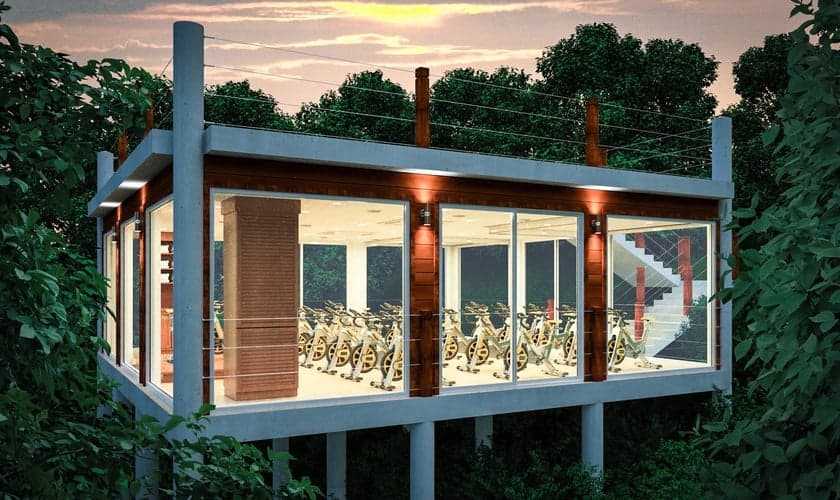 Studio Tree House é equipado com equipamentos fitness, no hotel The BodyHoliday. (Foto: Divulgação)