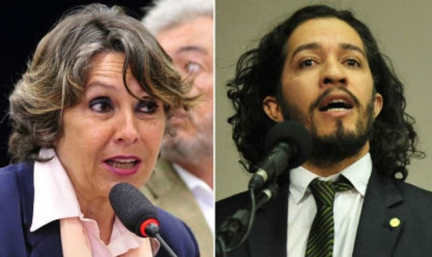 Érika Kokay (esquerda) e Jean Wyllys (direita) são os autores do projeto de lei 5002. (Imagem: HuffPost Brasil)