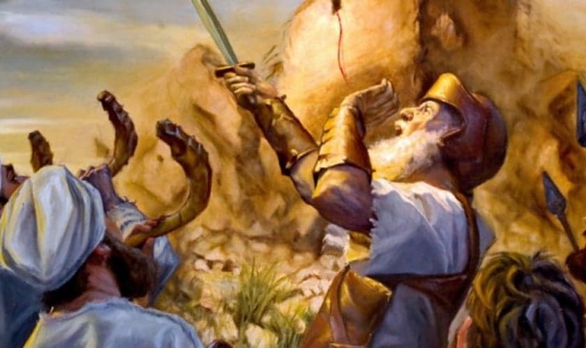 Pintura ilustra Josué e o exército de Israel na batalha pela Terra Prometida. (Imagem: Google)