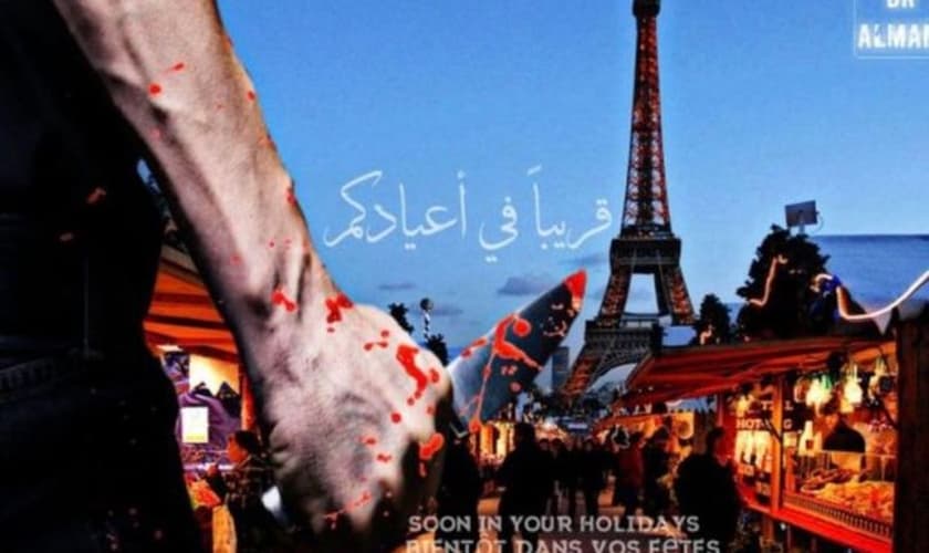 Imagem divulgada pelo Estado Islâmico sugere novos ataques em Paris. (Imagem: Twitter/@dralmani2)