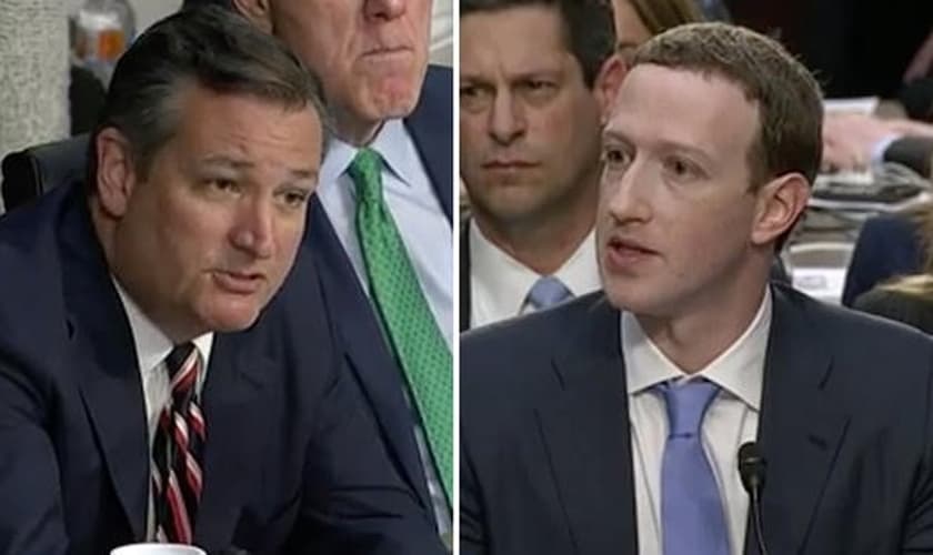Senador Ted Cruz confrontou Mark Zuckerberg sobre censura política no Facebook. (Imagem: CBS)