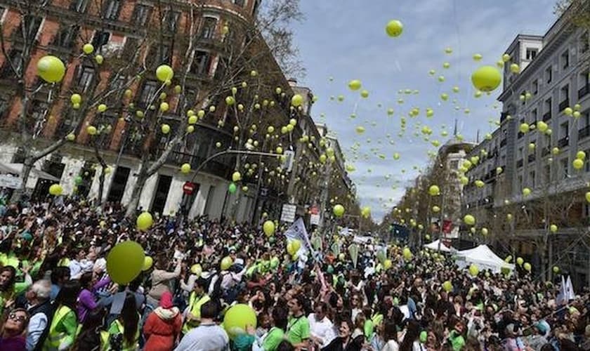A Marcha pela Vida de Madri passou pelas principais ruas da cidade. (Foto: Evangelical Focus)
