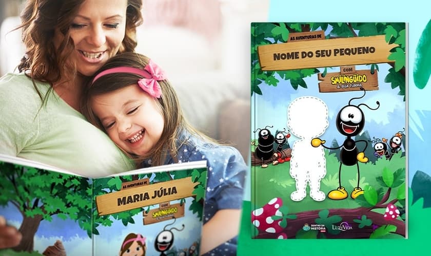 Além de existir no ambiente virtual, o livro pode ser comprado e enviado impresso para a casa de cada criança. (Foto: Divulgação).