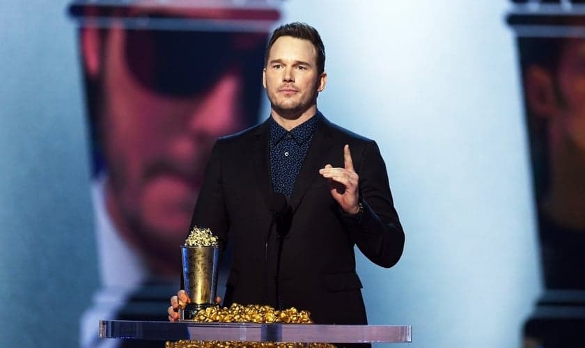 Chris Pratt em discurso no MTV Movie & TV Awards, após receber premiação. (Foto: Getty Images/Kevin Winter)