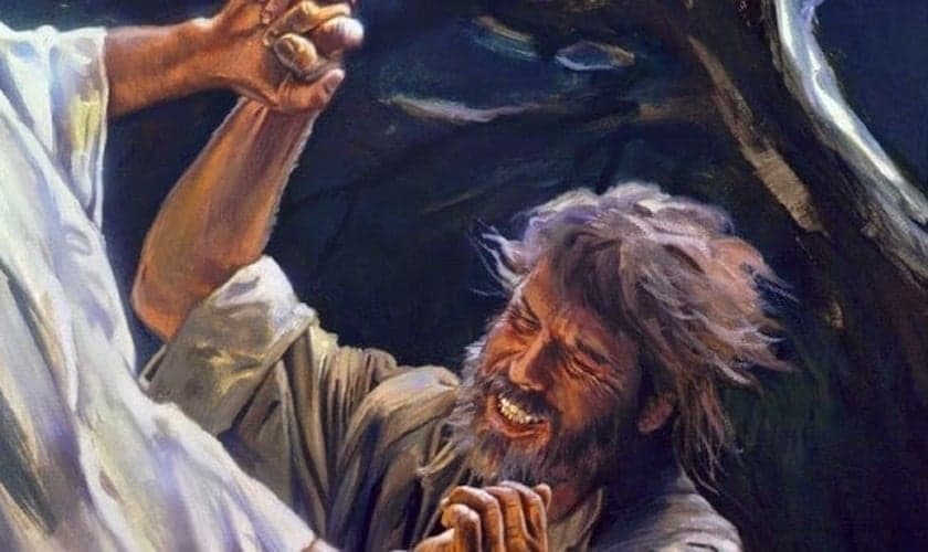 Pintura ilustra experiência sobrenatural de Jacó, lutando com o Anjo do Senhor para receber sua bênção. (Imagem: A Tenda na Rocha)