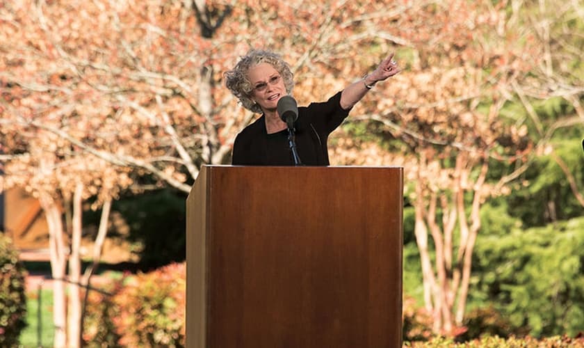 Ruth Graham em discurso no funeral de seu pai, Billy Graham, no dia 2 de março de 2018. (Foto: Billy Graham Evangelistic Association)