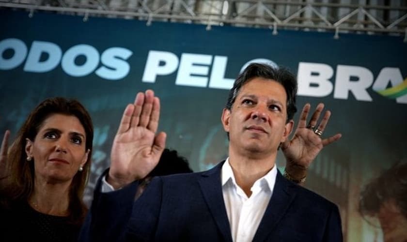 Fernando Haddad participou de um evento com evangélicos no dia 17 de outubro. (Foto: Fernando Bizerra Jr./EPA)