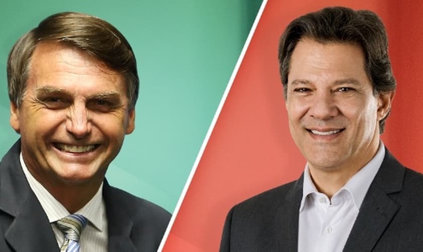 Jair Bolsonaro (PSL) e Fernando Haddad (PT) disputam o segundo das eleições em 2018. (Imagem: UOL)