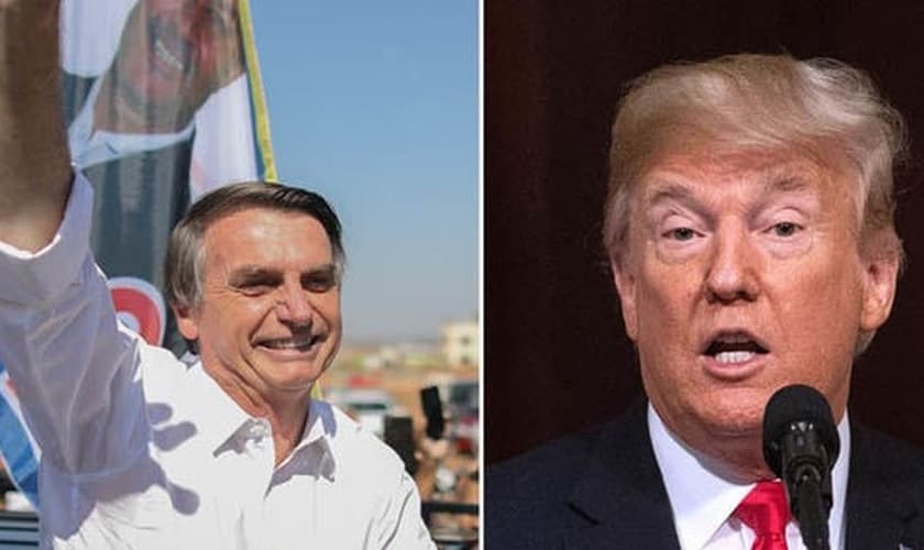 Bolsonaro (esquerda) foi eleito presidente do Brasil no último domingo, 28, e Donald Trump parabenizou o brasileiro. (Foto: Daily Express)