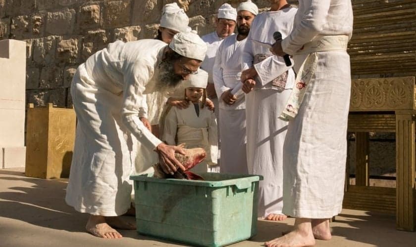 Ativistas para a reconstrução do Terceiro Templo realizam cerimônia sacerdotal (Foto: Olivier Fitoussi)