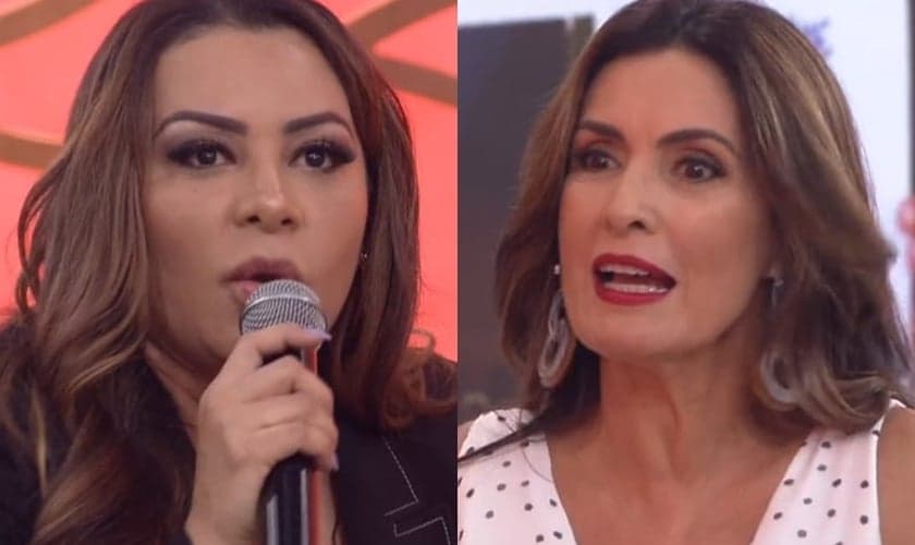 Márcia Fellipe (à esquerda) sugeriu leitura bíblica nas escolas, ao participar do programa Encontro, com Fátima Bernardes. (Imagem: Reprodução)