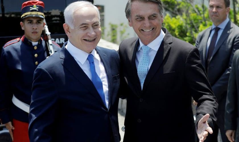 Jair Bolsonaro recebe Benjamim Netanyahu no Brasil. (Foto: Reprodução/Twitter)