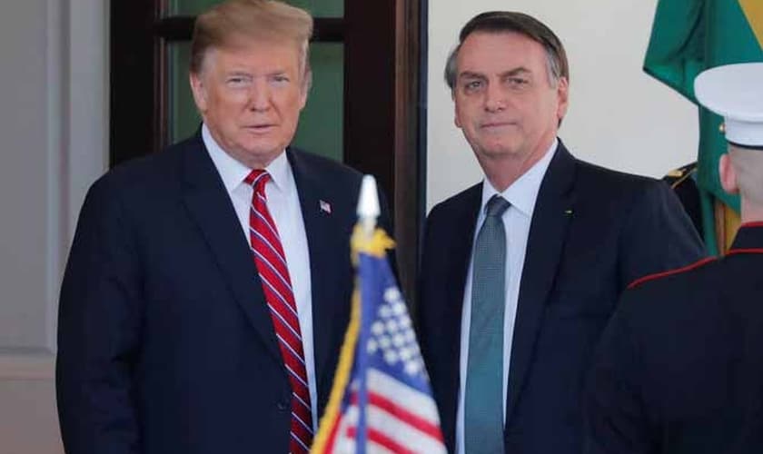 Presidente do Brasil, Jair Bolsonaro, e presidente dos EUA, Donald Trump, na Casa Branca. (Foto: Brendan Smialowski/AFP)