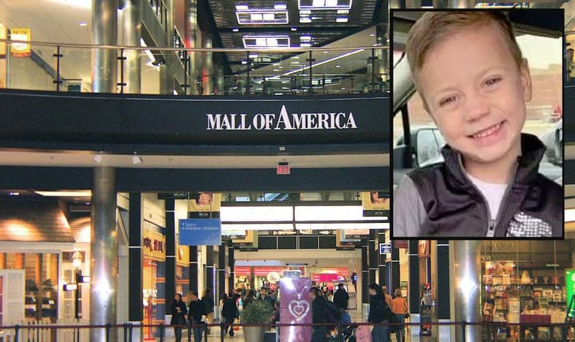 Landen Hoffmann foi lançado do terceiro andar do shopping America Mall, em Minnesota, nos EUA. (Foto: TV2)