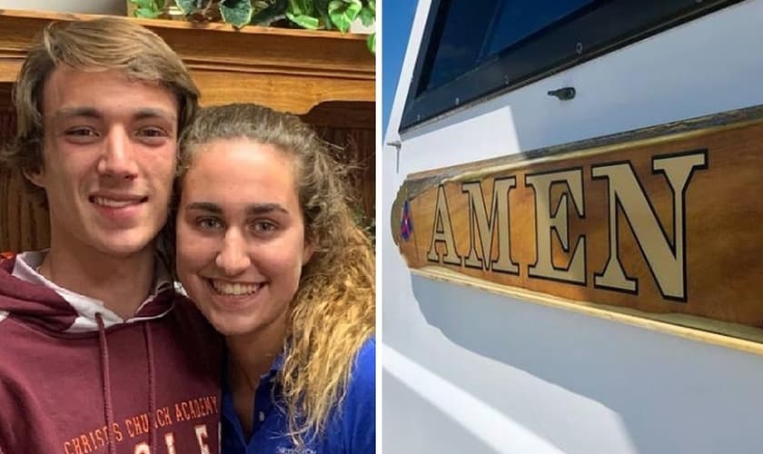 Tyler Smith e Heather Brown, de 17 anos, ficaram presos no mar por quase duas horas quando pediram ajuda a Deus. (Foto: Reprodução/WJAX/Eric Wagner)