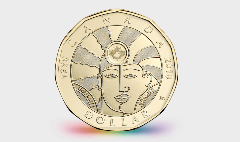 “Moeda da Igualdade” tem valor de US$ 1. (Foto: Reprodução/CanadianMint)