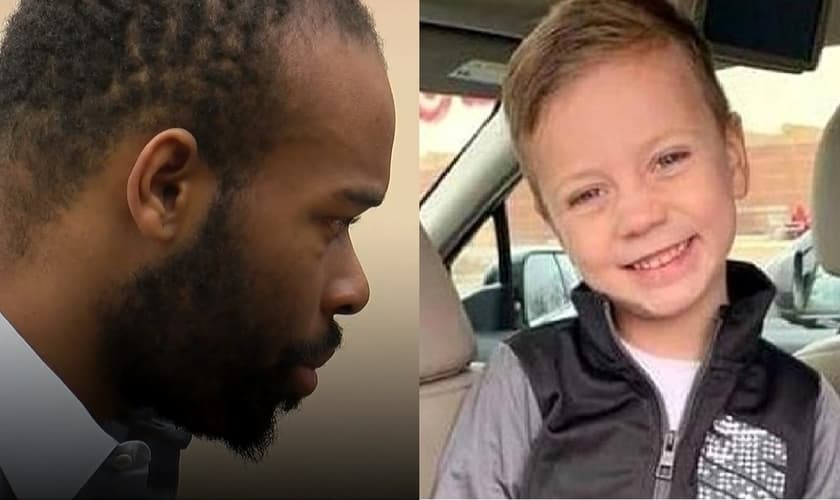 Emmanuel Aranda (esquerda) arremessou o pequeno Landen Hoffman (direita) do terceiro andar do shopping 'America Mall', em Minnesota. (Imagem: Edição - Guiame)