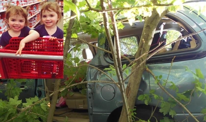 Bella com sua irmã gêmea, Elena, de 2 anos. (Foto: Mike Tusken/Facebook Polícia de Duluth)