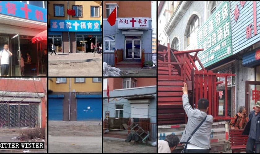 Vários locais de reunião na cidade de Hegang foram desativados. (Foto: Reprodução/Bitter Winter)