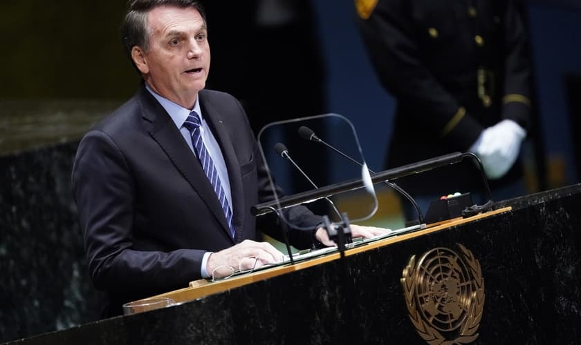 Jair Bolsonaro, presidente do Brasil, diz à Assembléia Geral da ONU que a floresta amazônica é território soberano (Foto: Carlo Allegri/Reuters)