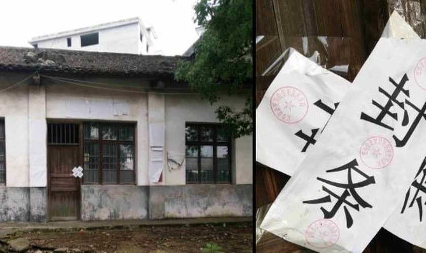 Um local de reunião da igreja doméstica na cidade de Yichun foi fechado e sua porta foi trancada. (Foto: Reprodução/Bitter Winter)