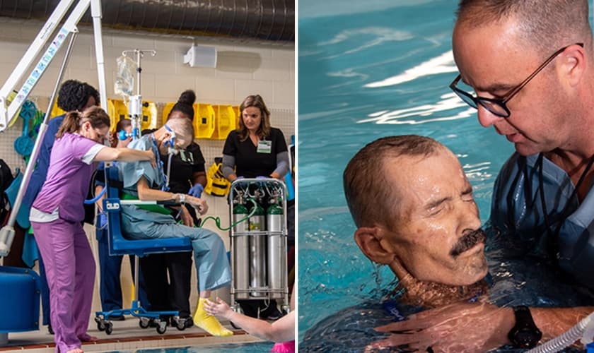 Equipe médica e capelão se mobilizaram para o batismo de Thomas Roberts. (Foto: Reprodução/UAB)