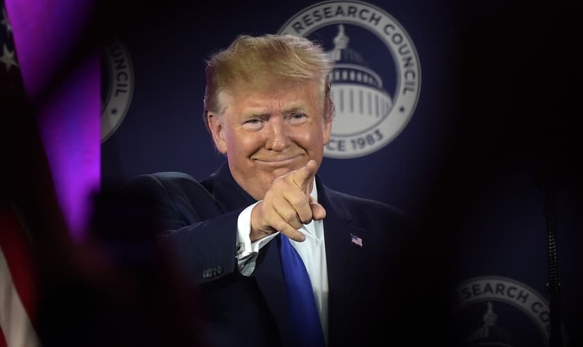 O presidente dos EUA, Donald Trump durante participação da Values Voter Summit. (Foto: Eric Baradat / AFP / Getty Images)