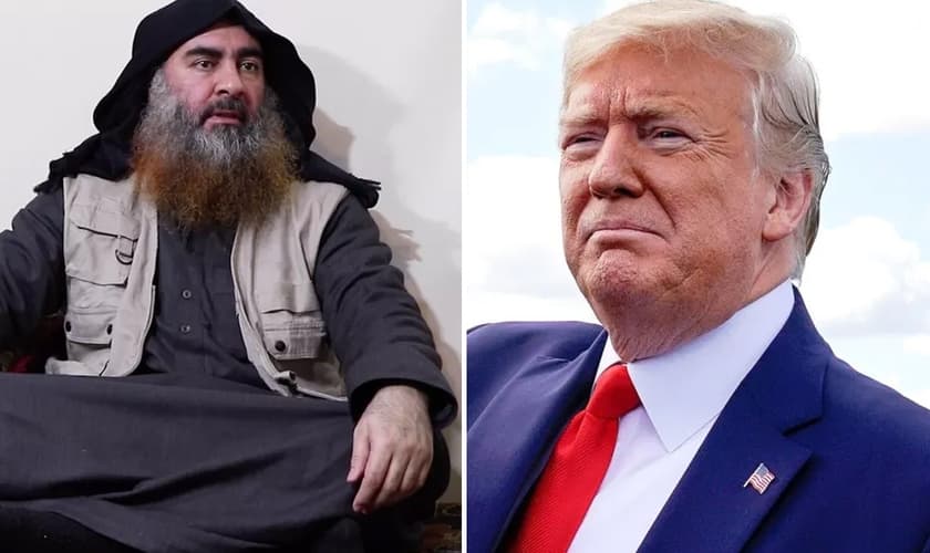 O líder do Estado islâmico, Abu Bakr al Bagdadi [à esquerda); e o presidente americano Donaldo Trump. (Foto: Reprodução/Vox/National Revew)