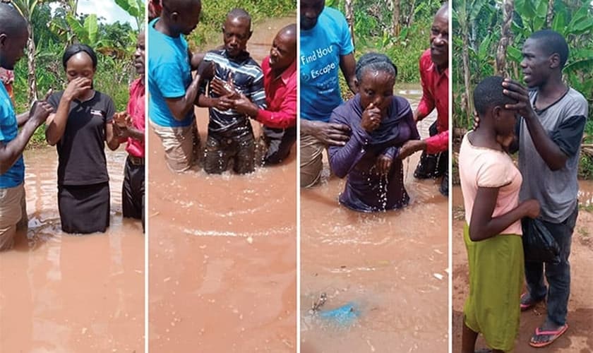 O missionário Ezra Baagala e sua equipe conseguiram batizar novos crentes na vila de Makokoto, Mubende. (Foto: Reprodução/UGCN)