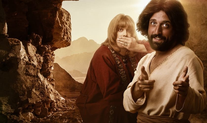 Escrito por Fábio Porchat e protagonizado pelo próprio humorista junto ao também ator Gregório Duvivier, o filme distorce a mensagem bíblica sobre Jesus. (Imagem: Entreterse)