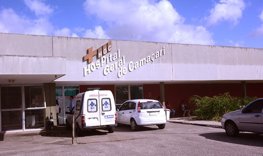 Fachada do Hospital Geral de Camaçari (HGC), onde o homem está internado. (Foto: Reprodução/Bahia Comenta)