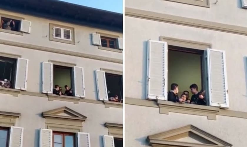 Vídeo mostra pessoas cantando em suas janelas na Itália. (Foto: Reprodução/Instagram)