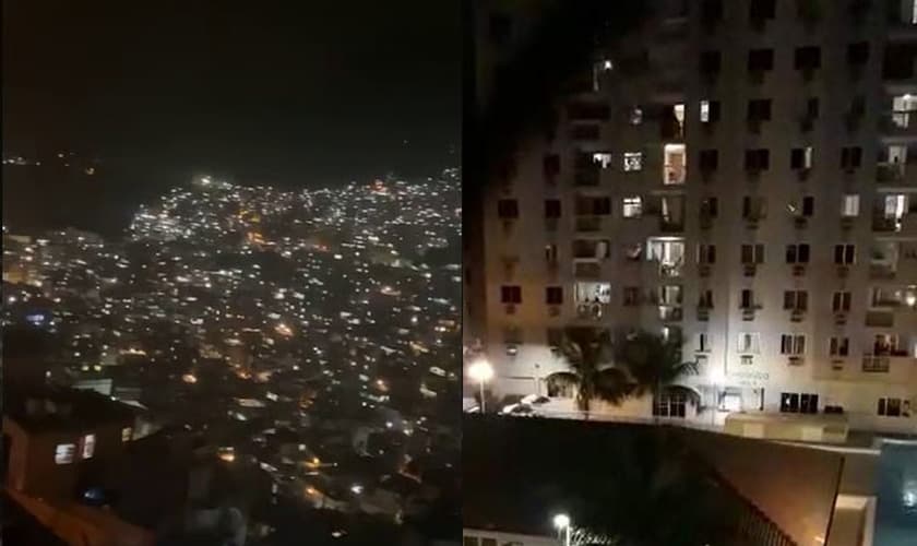 Cristãos por todo o Brasil saíram para as janelas e sacadas para cantar a música “Porque Ele Vive”. (Foto: Reprodução)